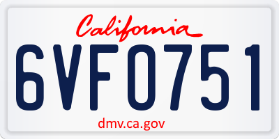 CA license plate 6VFO751