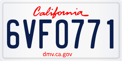 CA license plate 6VFO771