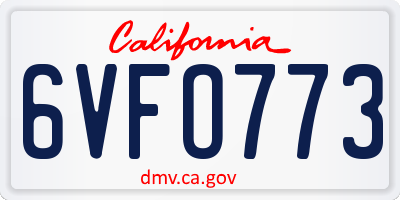 CA license plate 6VFO773