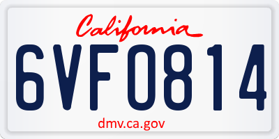 CA license plate 6VFO814