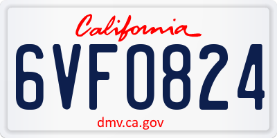 CA license plate 6VFO824
