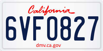 CA license plate 6VFO827