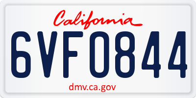 CA license plate 6VFO844