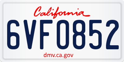CA license plate 6VFO852