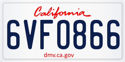 CA license plate 6VFO866