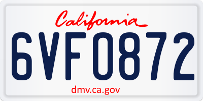 CA license plate 6VFO872