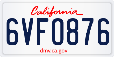 CA license plate 6VFO876