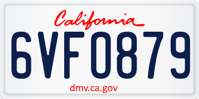 CA license plate 6VFO879