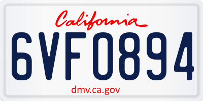 CA license plate 6VFO894