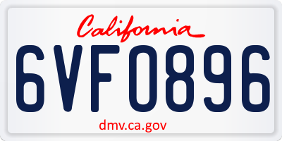 CA license plate 6VFO896