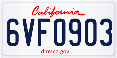 CA license plate 6VFO903