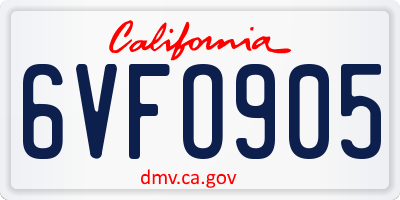 CA license plate 6VFO905