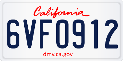 CA license plate 6VFO912