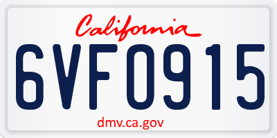 CA license plate 6VFO915