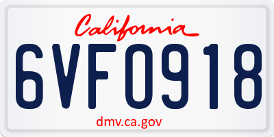 CA license plate 6VFO918