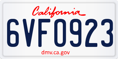 CA license plate 6VFO923