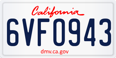 CA license plate 6VFO943