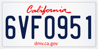 CA license plate 6VFO951