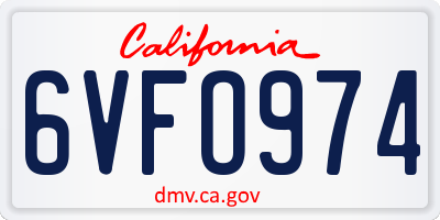 CA license plate 6VFO974
