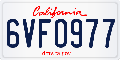 CA license plate 6VFO977