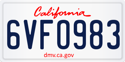 CA license plate 6VFO983