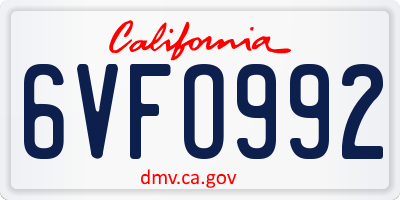 CA license plate 6VFO992