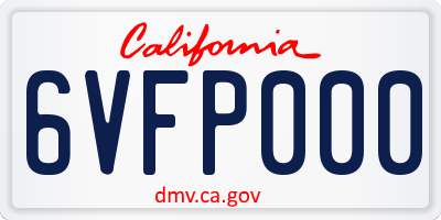 CA license plate 6VFP000