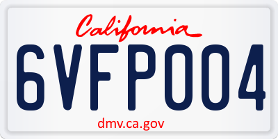CA license plate 6VFP004