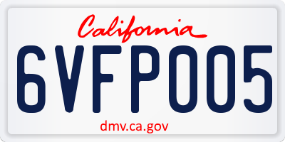 CA license plate 6VFP005