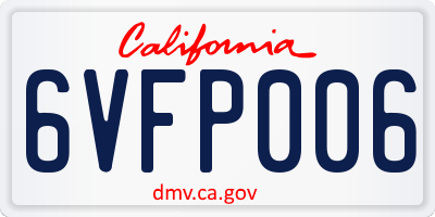 CA license plate 6VFP006