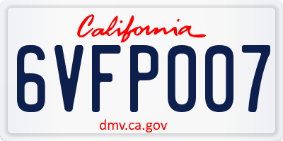 CA license plate 6VFP007