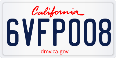 CA license plate 6VFP008
