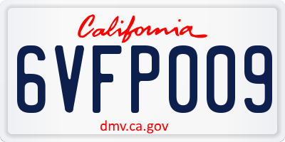 CA license plate 6VFP009