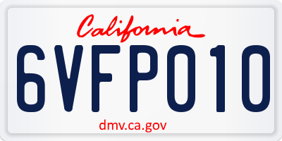CA license plate 6VFP010