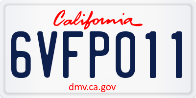 CA license plate 6VFP011