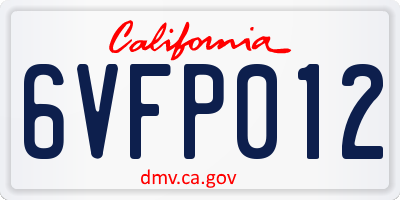CA license plate 6VFP012