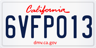 CA license plate 6VFP013
