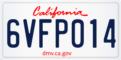 CA license plate 6VFP014