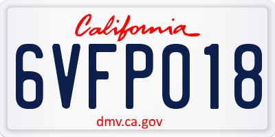 CA license plate 6VFP018