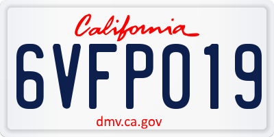 CA license plate 6VFP019