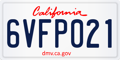 CA license plate 6VFP021