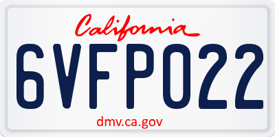 CA license plate 6VFP022