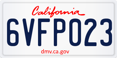 CA license plate 6VFP023