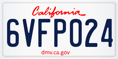 CA license plate 6VFP024