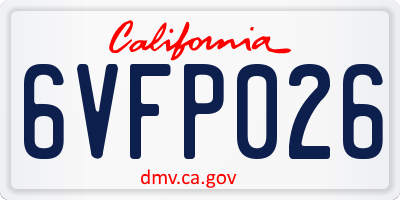 CA license plate 6VFP026