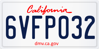 CA license plate 6VFP032