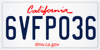 CA license plate 6VFP036