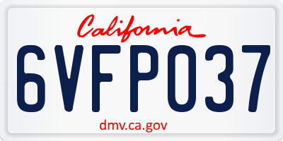 CA license plate 6VFP037