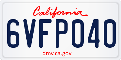 CA license plate 6VFP040