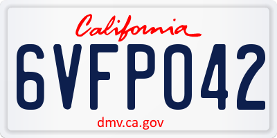 CA license plate 6VFP042